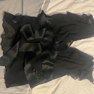 Express Black Lace Trim Blouse